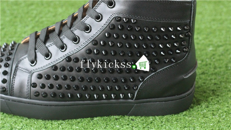 Super High End Christian Louboutin Flat Sneaker High Top Black Leather